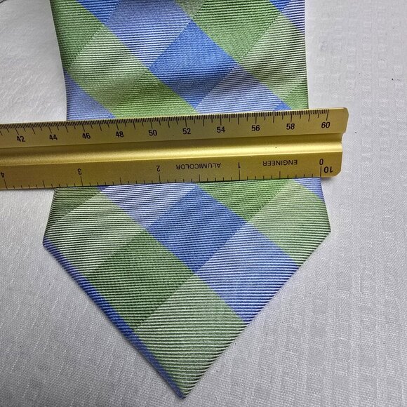 NAUTICA MENS BLUE AND GREEN BOLD PLAID TIE 100% SILK EUC - Picture 5 of 6